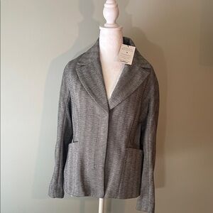 NWT Ladies MM Lafleur The Wakefield Blazer Herringbone Jacquard Grey/Black SZ16